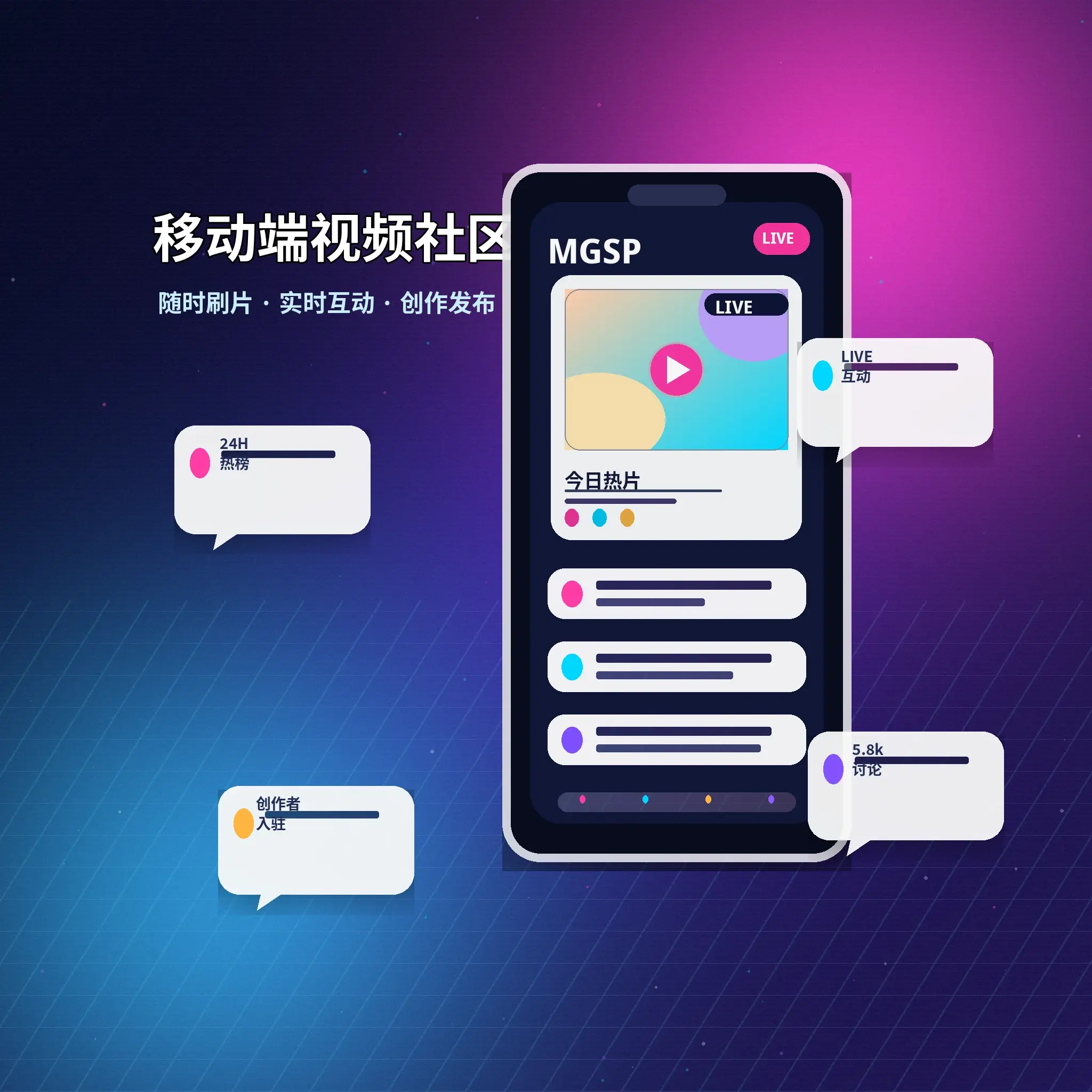 蘑菇视频APP内容浏览与社区服务